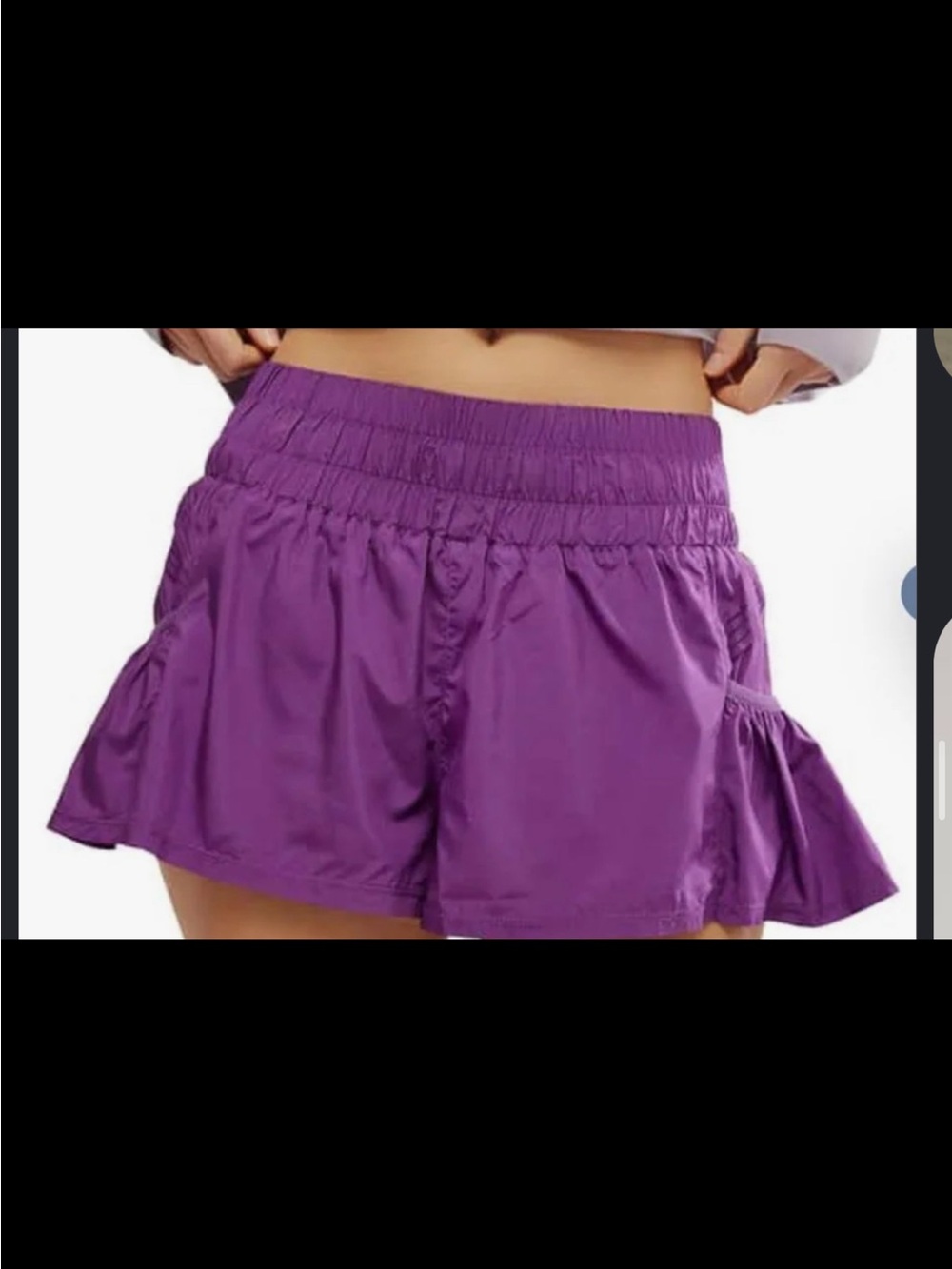 free people movement Purple Women's Athletic Shorts with Ruffled Side Panels